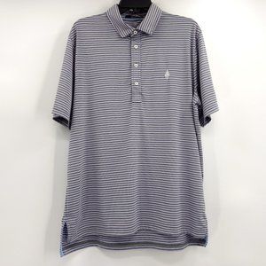 RALPH LAUREN RLX Shirt L Purple Gray Striped Wicking Polo Short‎ Sleeve Logo